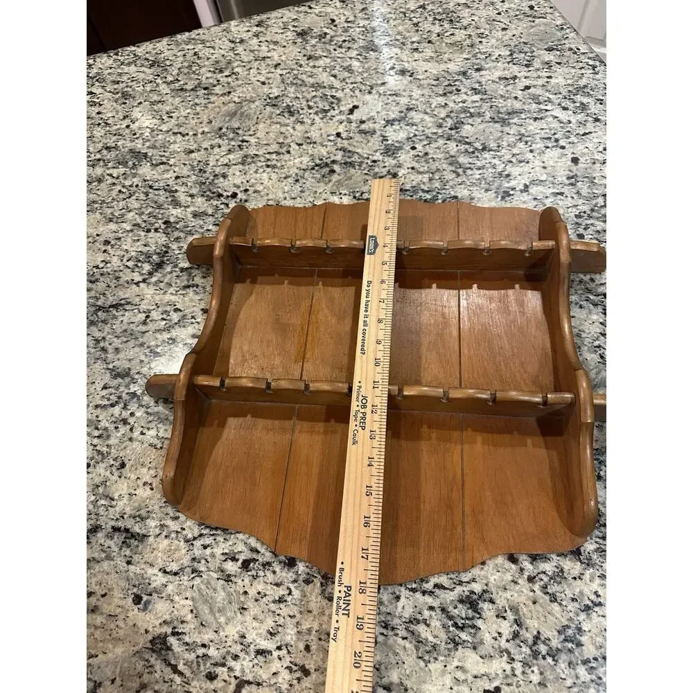 Vintage Wooden Spoon Rack -8 Slots – Wall‑Mounted Display Holder